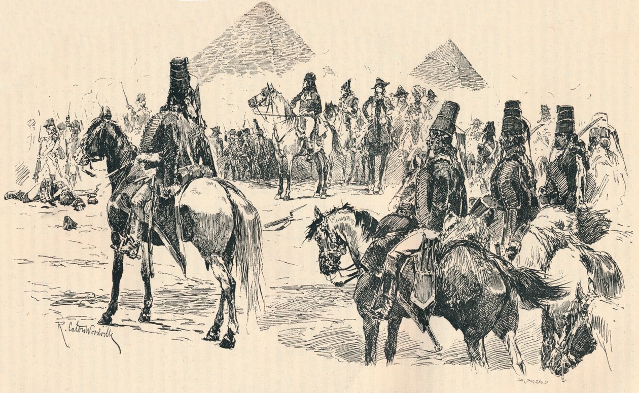 Napoleon Buonaparte i slaget vid pyramiderna, 1798, 1884 av Richard Caton II Woodville
