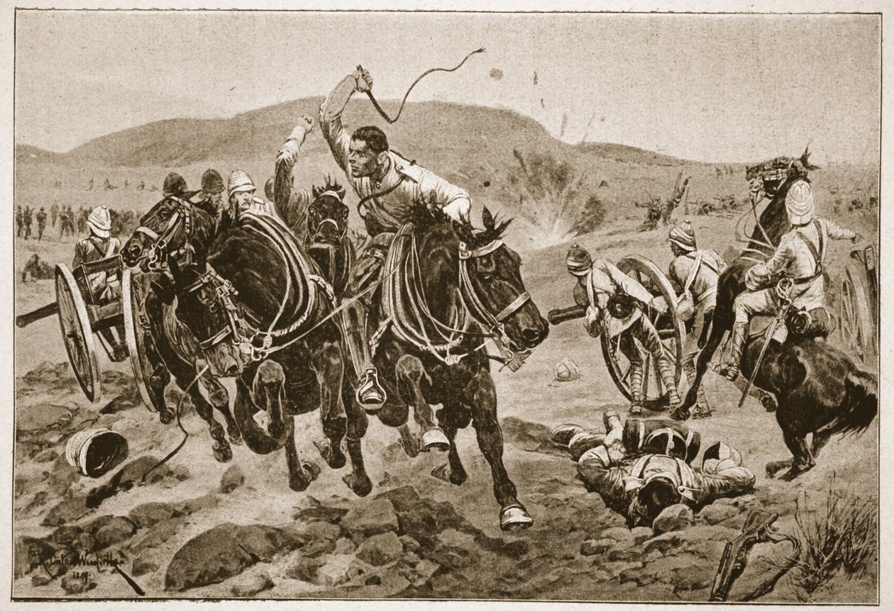Fältartilleri kommer till handling, illustration från 