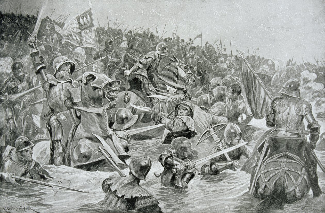 Slaget vid Towton 1461, illustration från Hutchinsons "Story of the British Nation". av Richard Caton Woodville