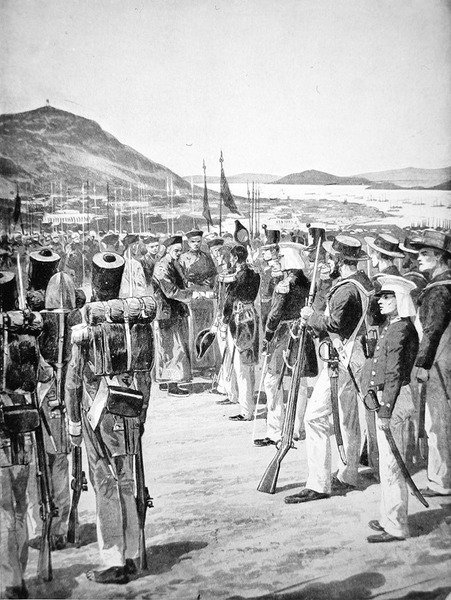 Överlåtelsen av Hong Kong till britterna 1841 av Richard Caton Woodville