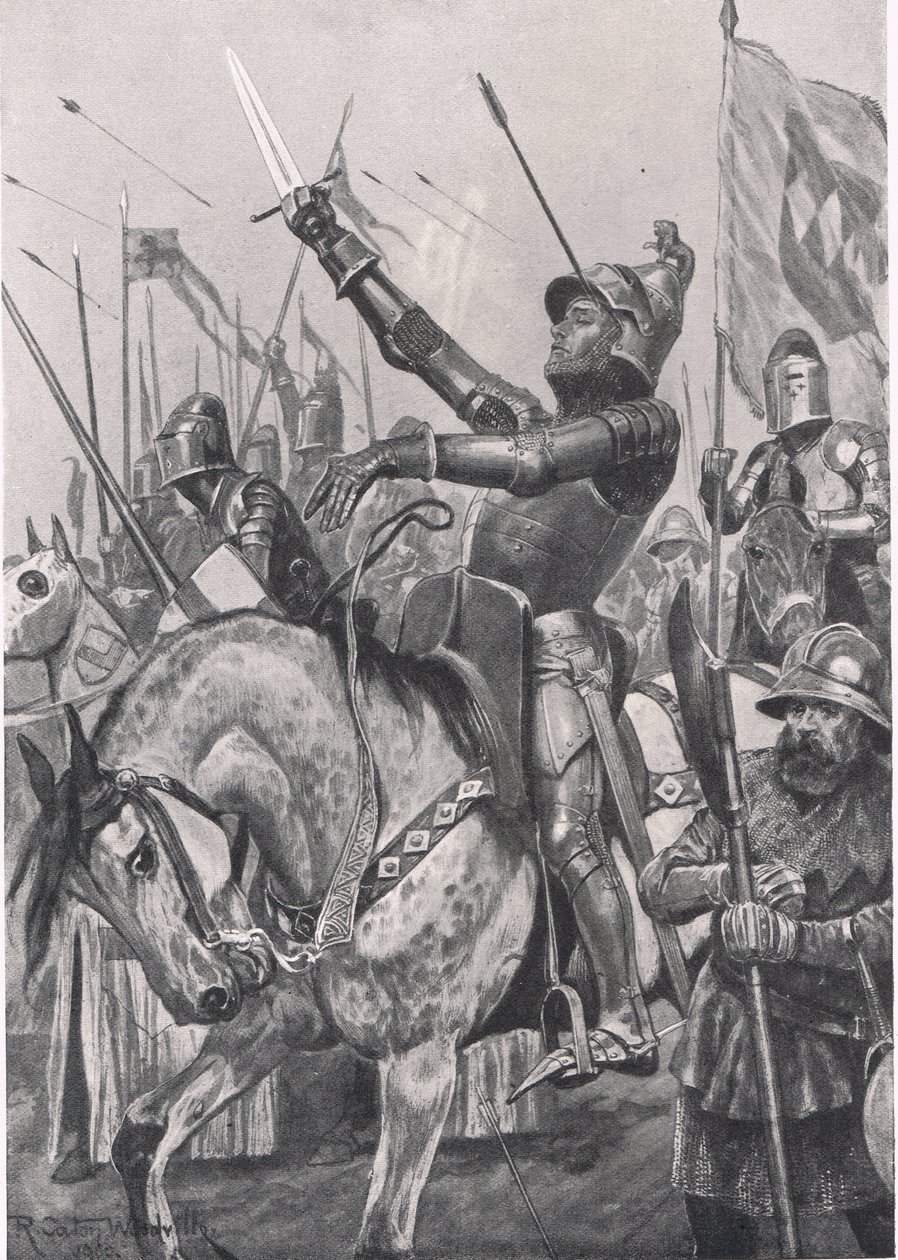 Henry Hotspurs död, 21 juli 1403, illustration från "British Battles on Land and Sea", utgiven av Cassell, London, omkring 1910. av Richard Caton Woodville