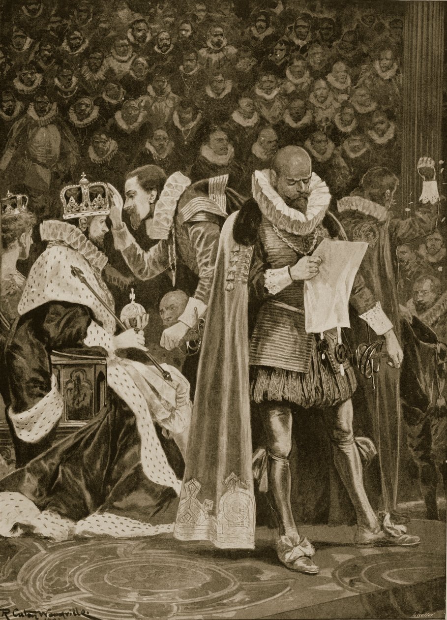 Homage, the Largesse och den allmänna benådningen vid kröningen av James I och Anne av Danmark, 25 juli 1603, från 