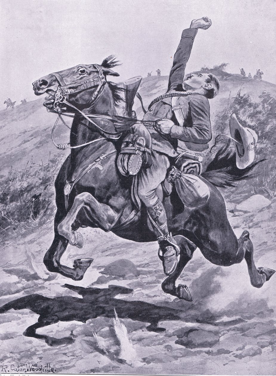 Yeomans sista åktur, illustration från After Pretoria: The Guerilla War, 1902 av Richard Caton Woodville