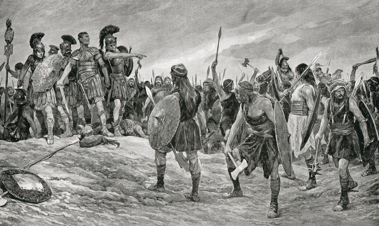 Vespasianus räddad av sin son Titus, illustration från 
