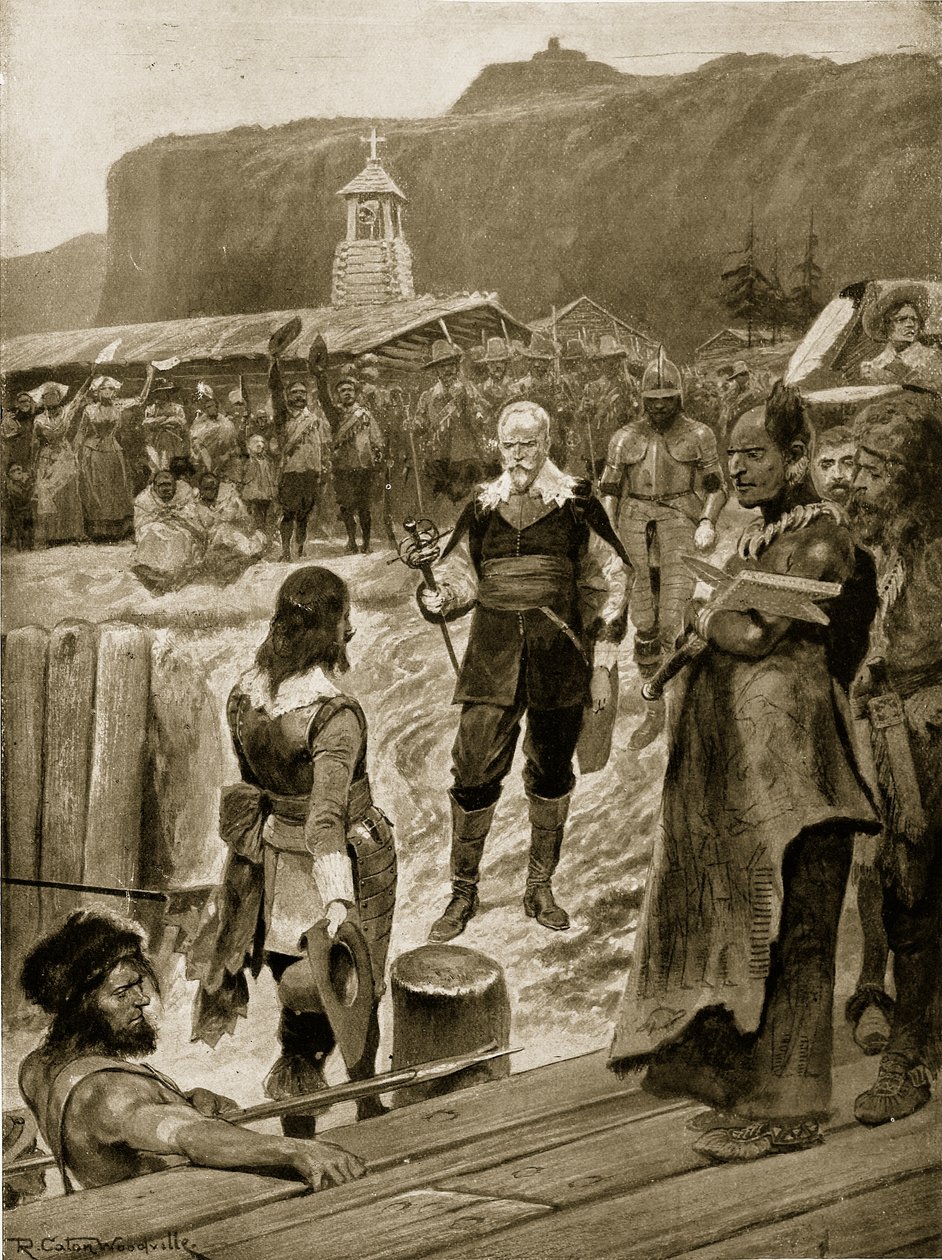Storbritanniens första fot i Quebec, illustration från 
