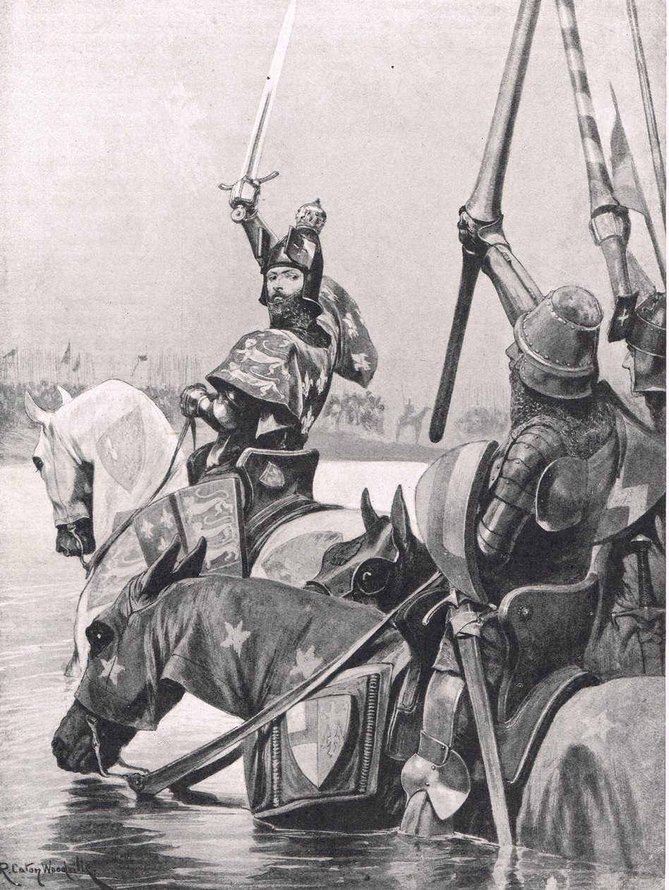 Edward III korsar Somme före slaget vid Crecy, illustration från 