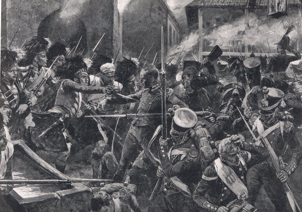 The 42nd Highlanders driver fransmännen ut ur Elvina, illustration från 