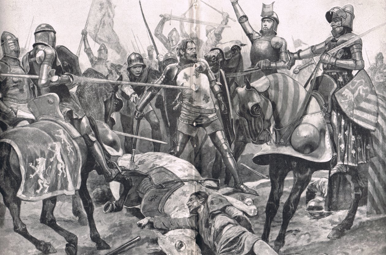 The Last Stand av John II France at the Battle of Poitiers, illustration form 