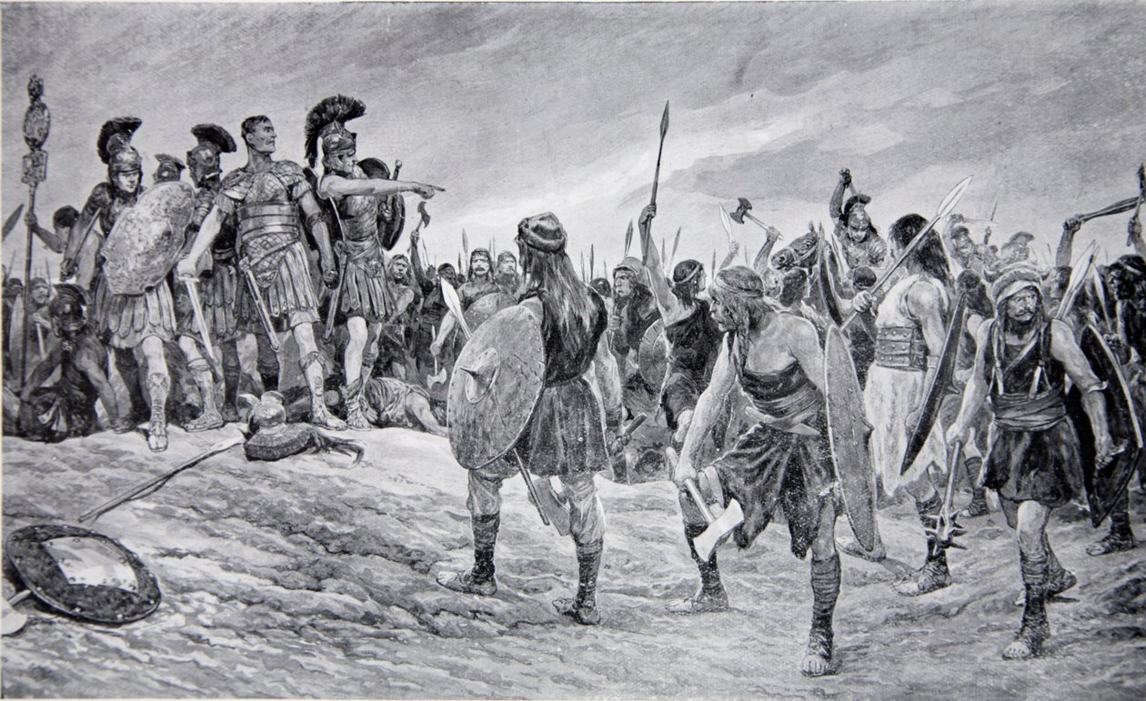 Vespasianus räddad av sin son Titus, illustration från 