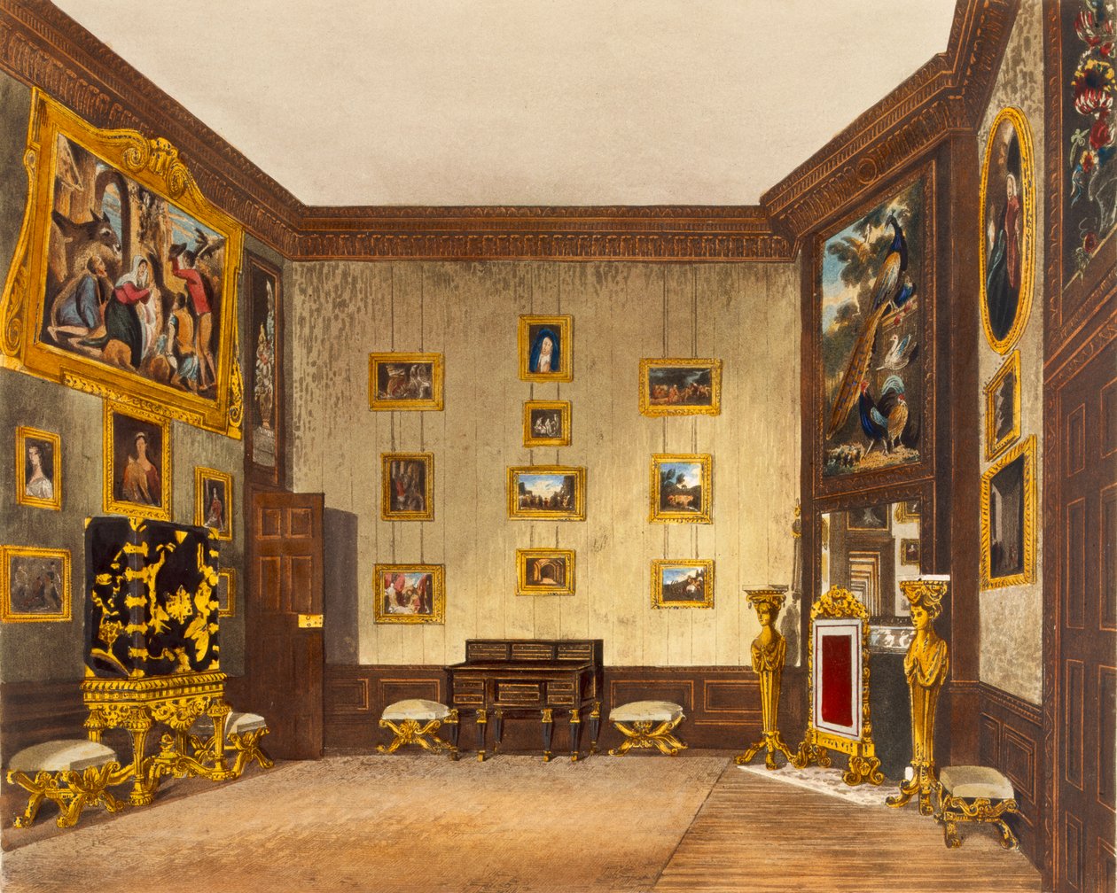 Kungens skrivbord, Hampton Court, ur "The History of the Royal Residences", graverad av Richard Reeve (f.1780), av William Henry Pyne (1769-1843), 1819. av Richard Cattermole