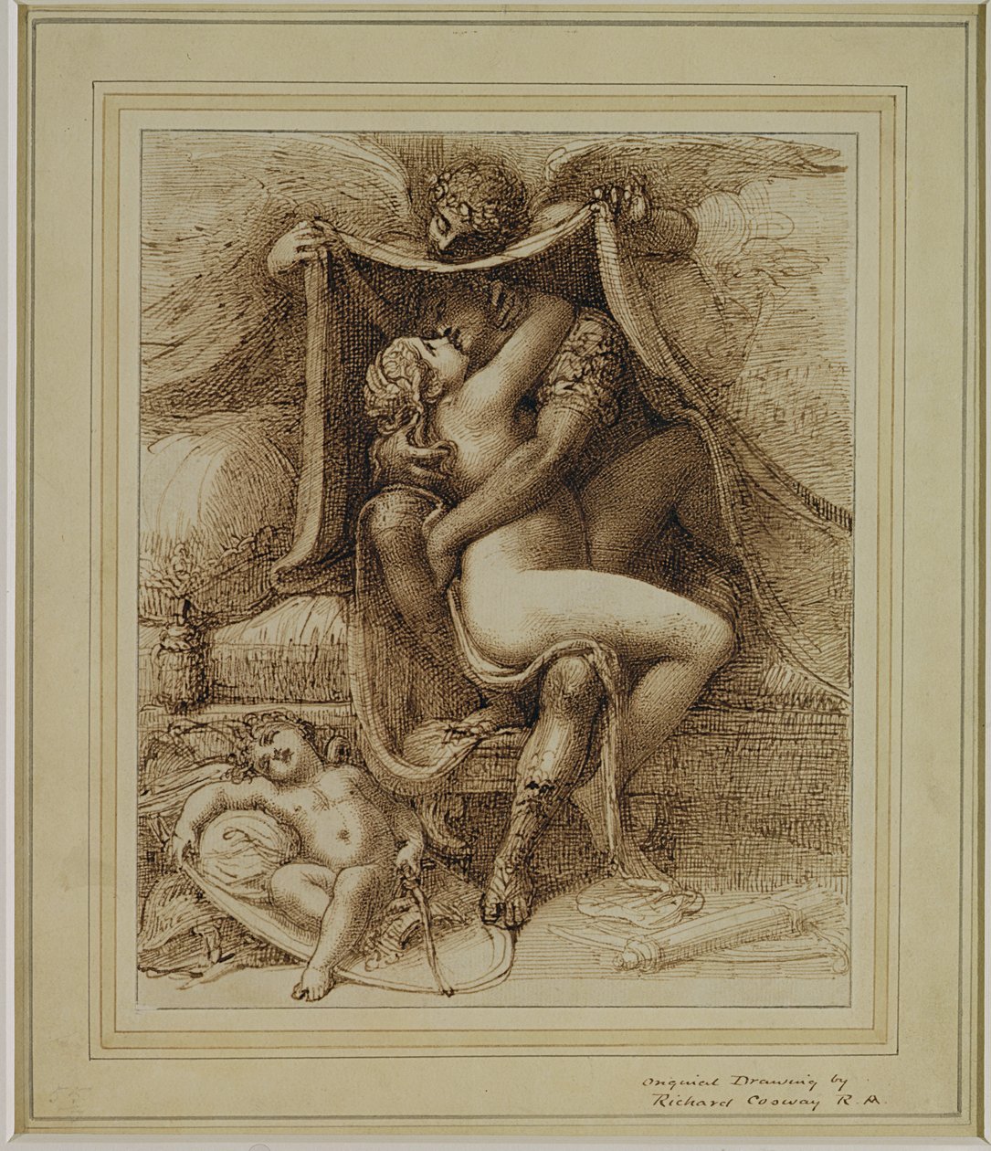 Venus och Mars, ca 1790 (penna och brunt bläck på papper) av Richard Cosway