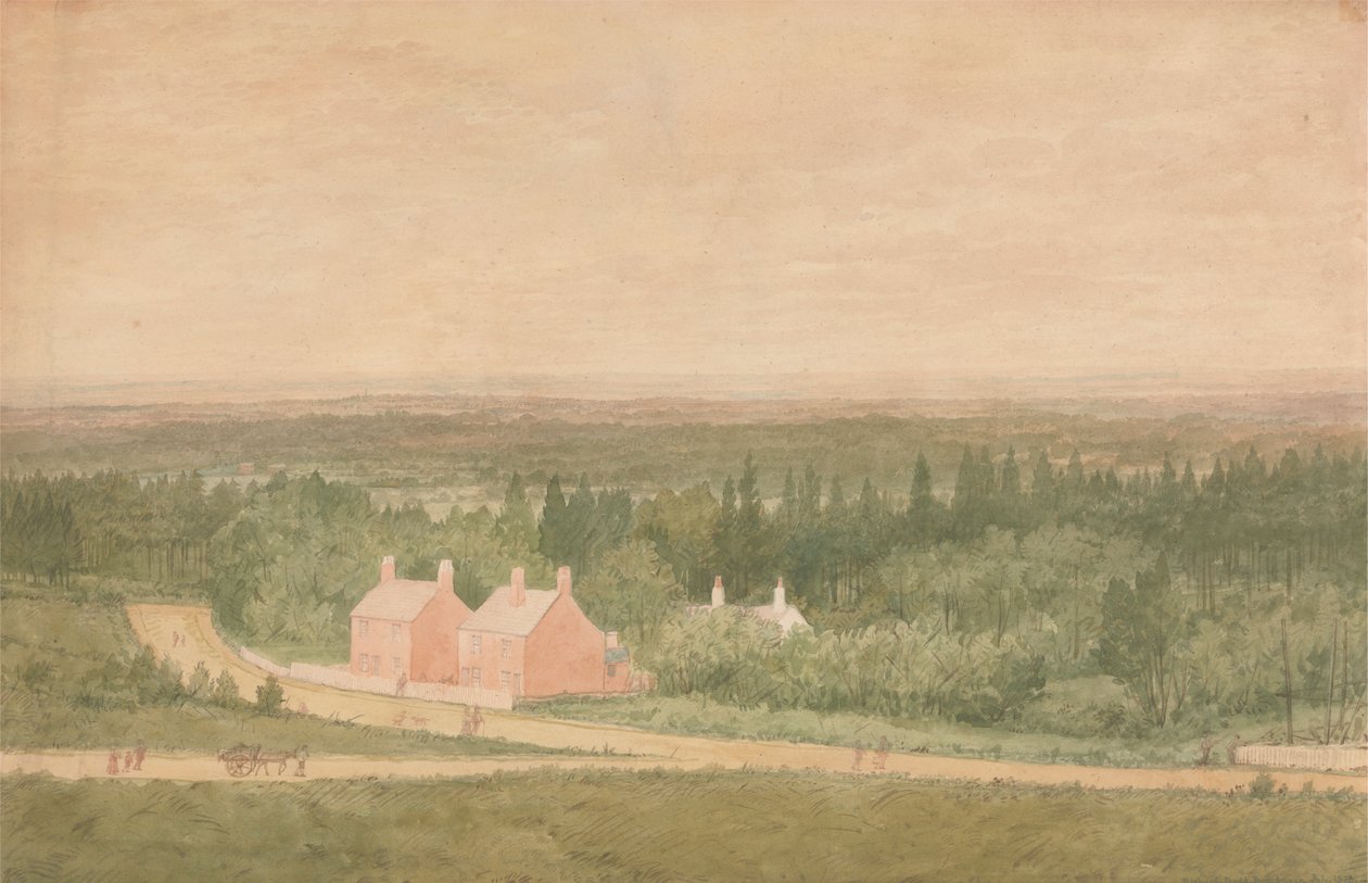 Landskap med stugor, Broadmoor av Richard Dadd