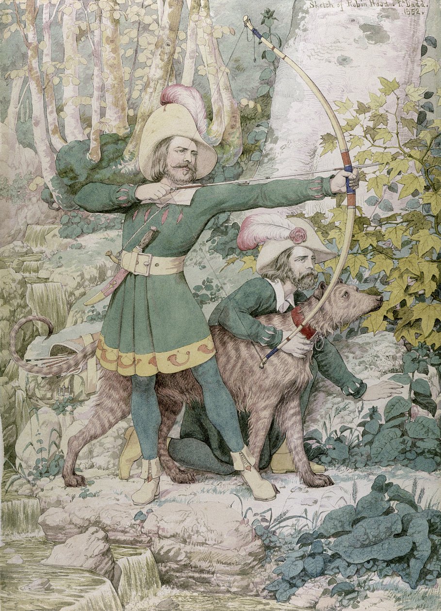 Skiss av Robin Hood, 1852 (wc över grafit på papper) av Richard Dadd