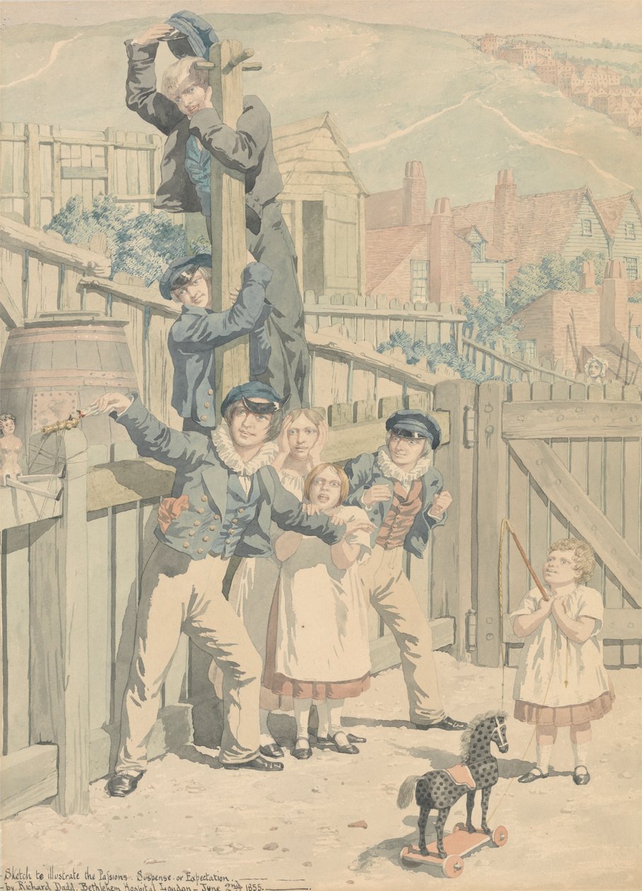 Skiss för att illustrera passionerna: spänning eller förväntan av Richard Dadd