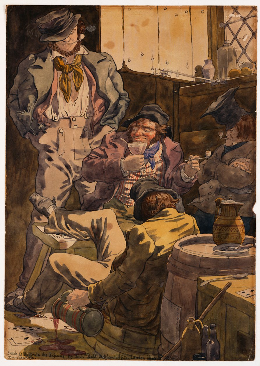 Skiss för att illustrera passionerna - Drunkenness, 1854 av Richard Dadd