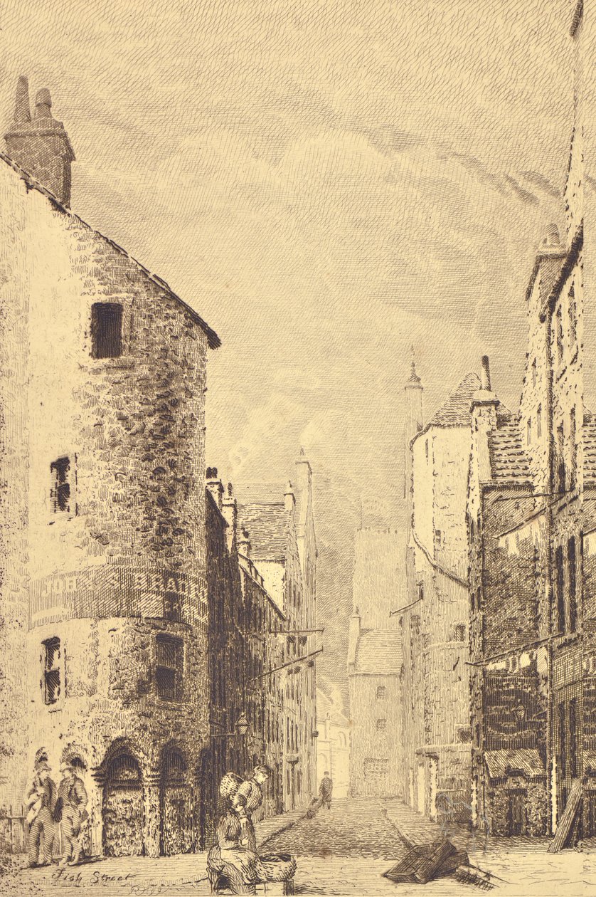 Fish Street (etsning) av Richard Davidson Winter
