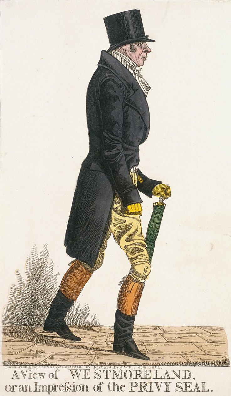 "A View of Westmoreland, or an impression of the Privy Seal", 1821 av Richard Dighton