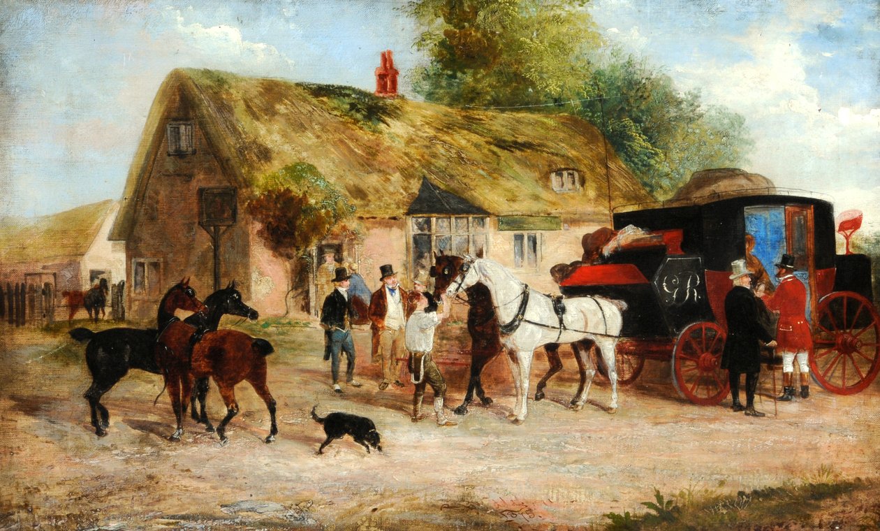 Coach Scene, ca 1875 (olja på duk) av Richard Dodd Widdas