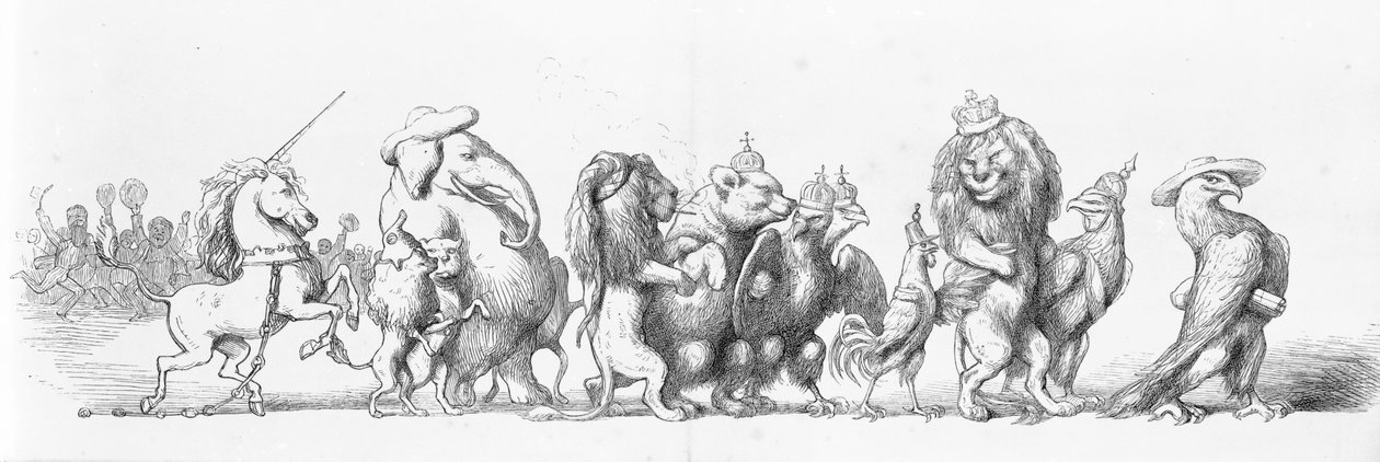 Djursymboler för länder som besöker den stora utställningen, 1851 av Richard Doyle