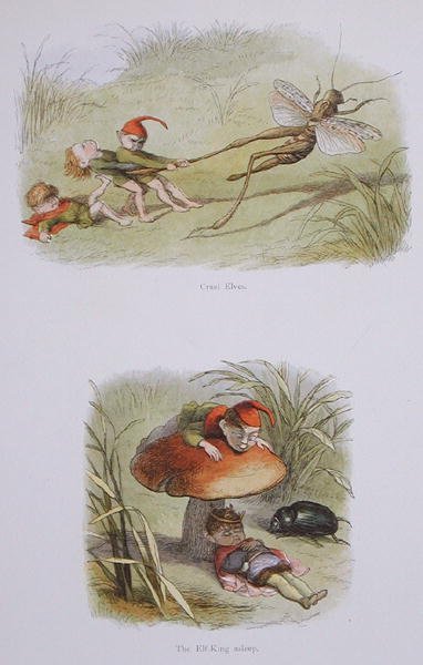 Grymma älvor och Älvkungen som sover, illustrationer från "In Fairyland": A Series of Pictures from the Elf-World" av William Allingham och Andrew Lang (färglitografi). av Richard Doyle