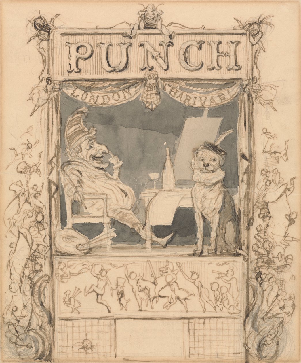 Design för titelsidan för Punch av Richard Doyle
