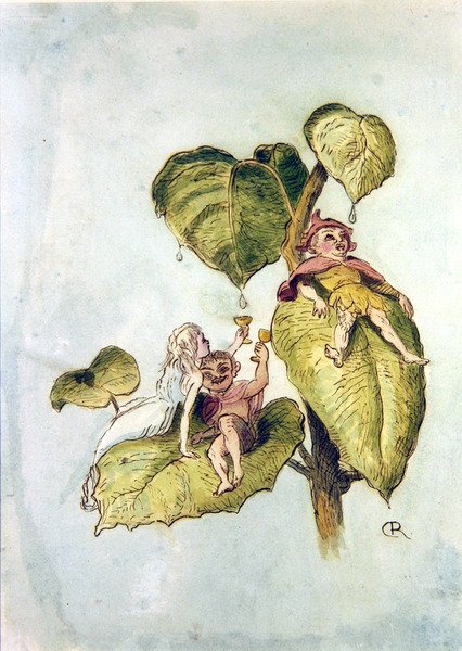 Fest och kul bland fuschias II (penna och akvarell på papper) av Richard Doyle