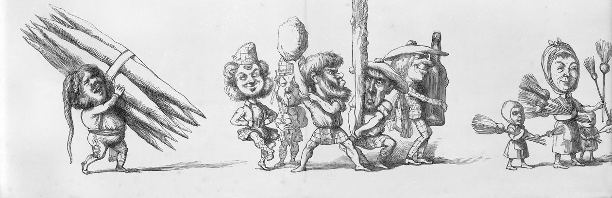 Skotska och spanska besökare till den stora utställningen, 1851 av Richard Doyle