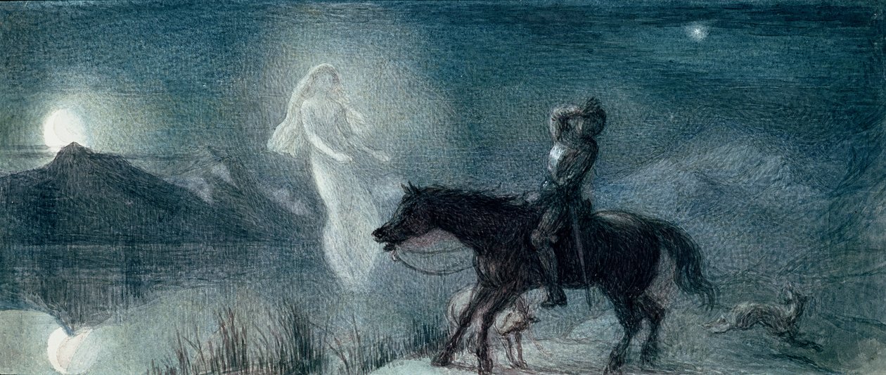 The Knight and the Spectre, opublicerad (akvarell på papper) av Richard Doyle