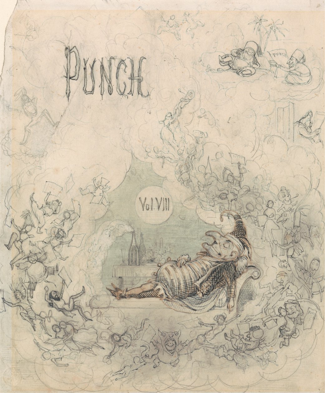 Titelsida för Punch, vol. VIII av Richard Doyle