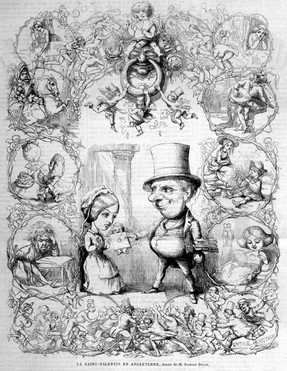 Alla hjärtans dag firas i England. Illustration av Richard Doyle (1824 - 1883). av Richard Doyle
