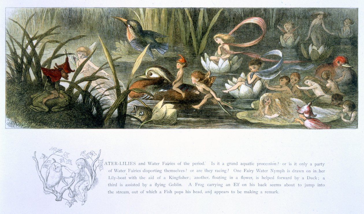 Näckrosor och vattenälvor, illustration från "In Fairyland: A Series of Pictures from the Elf-World" av William Allingham och Andrew Lang av Richard Doyle