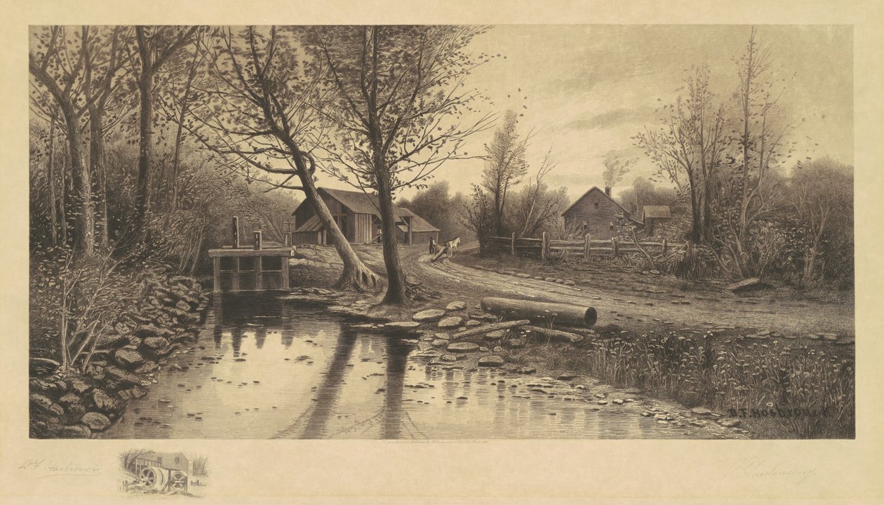 Utan titel (Pastoral scen med sågverk) av Richard Dudensing