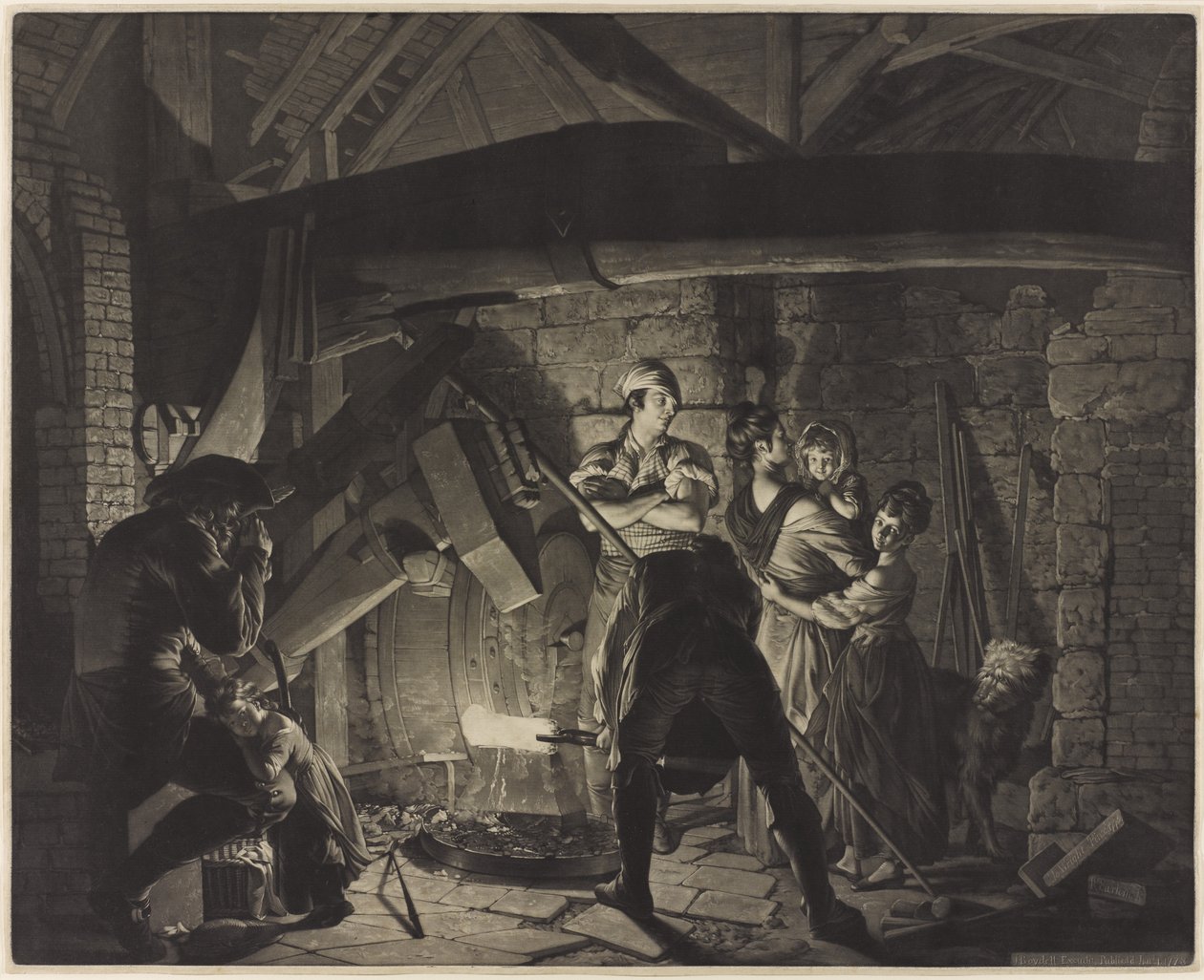 An Iron Forge, efter Joseph Wright från Derby (1734-97) av Richard Earlom