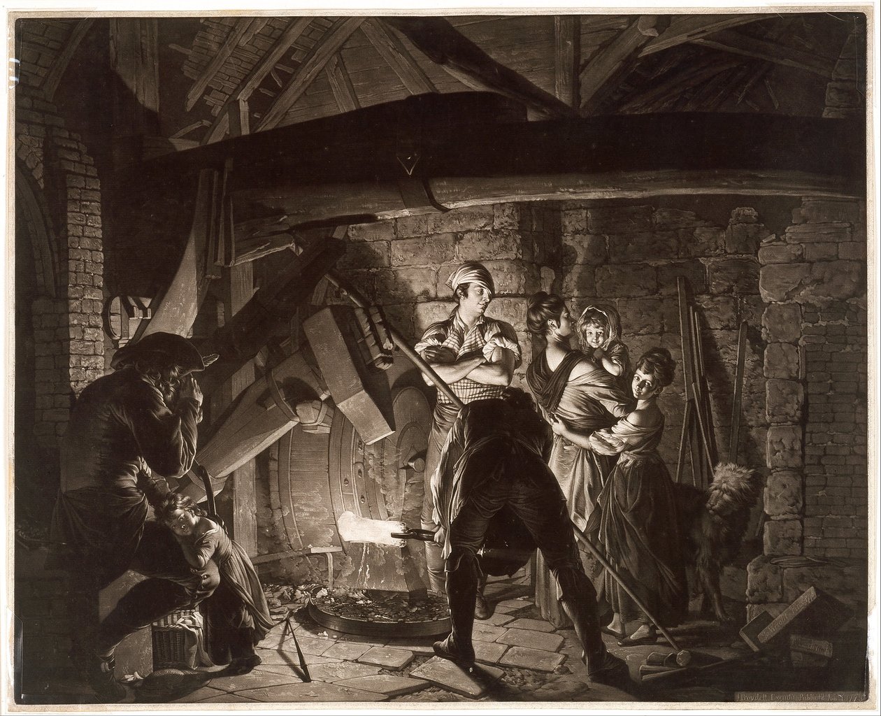 Ett järnbruk, efter Joseph Wright of Derby av Richard Earlom