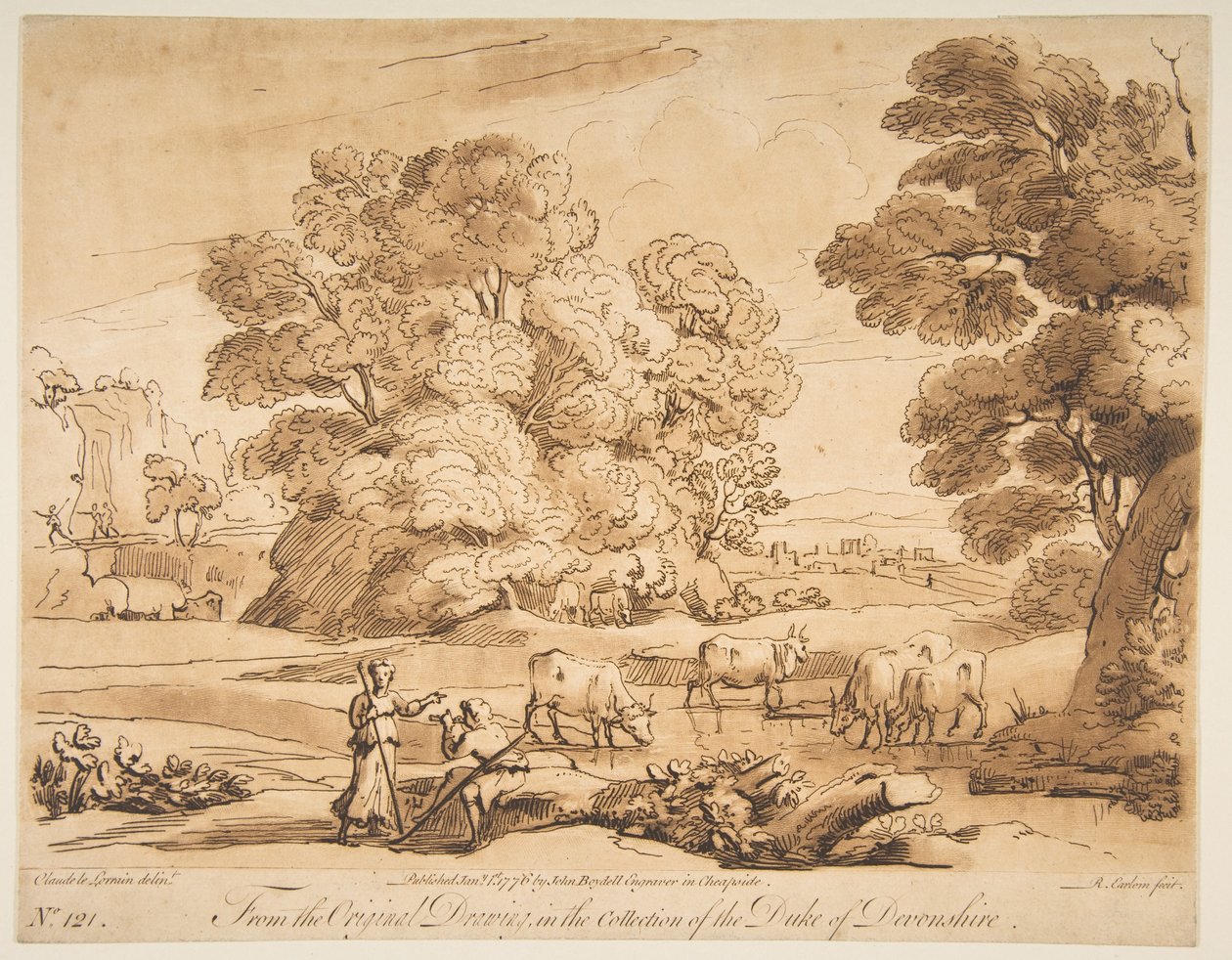 Landskap med herde och herdinna, 1776. av Richard Earlom