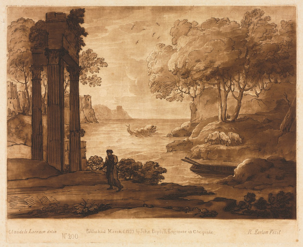 Liber Veritatis: No. 200, A View on the Sea Shore, with the Story of Jesus, 1777. av Richard Earlom