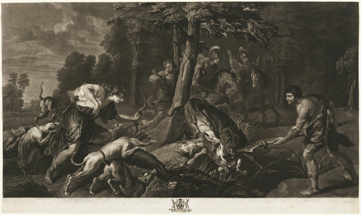 Calydonian Boar Hunt, från Houghton Gallery av Richard Earlom
