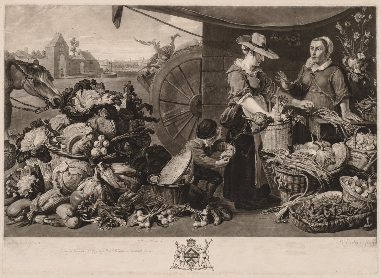De fyra marknaderna: Grönsaksmarknaden, 1779. av Richard Earlom
