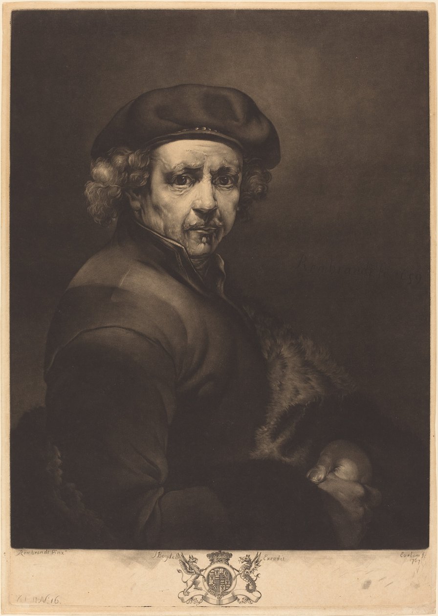 Rembrandt, självporträtt av Richard Earlom after Rembrandt van Rijn