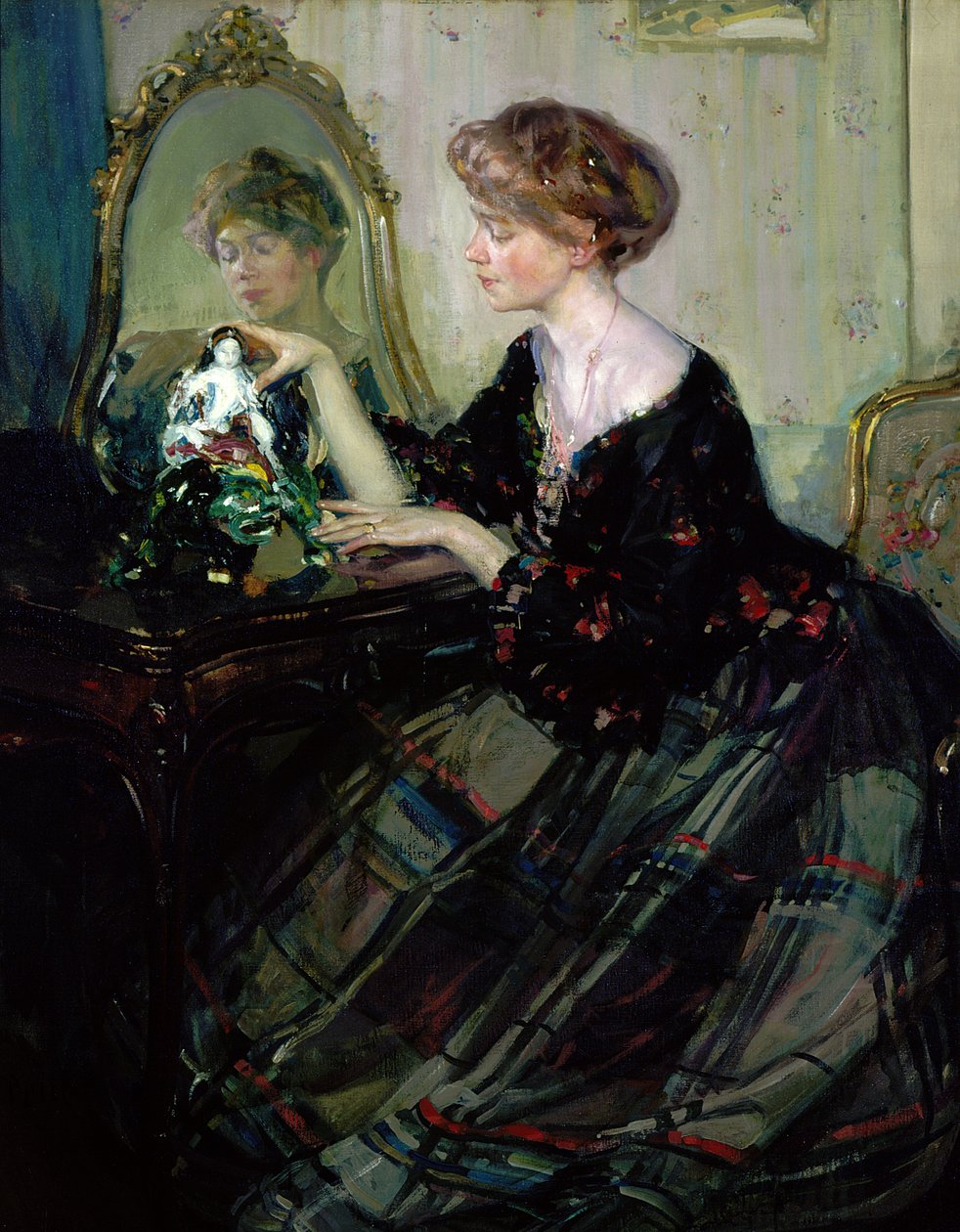 Den kinesiska statyetten, ca 1910 (olja på duk) av Richard Emil Miller