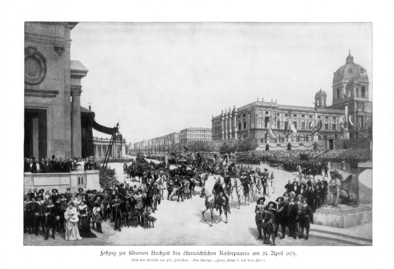 Procession vid firandet av kejsaren och kejsarinnan av Tysklands silverbröllop, 24 april av Richard Fleischer