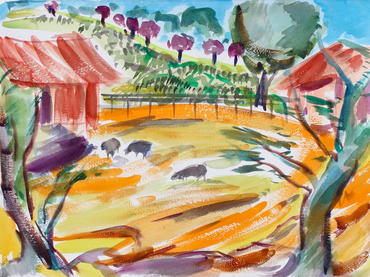 Barngård med får, Napa Valley, 2016 av Richard Fox