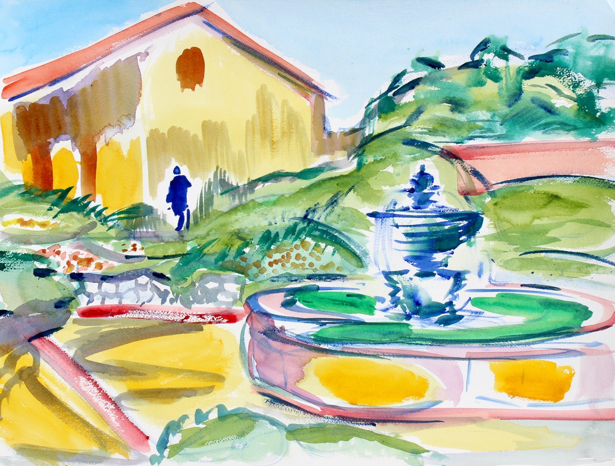 Fader Serra staty och fontän, Carmel Mission, 2019 av Richard Fox