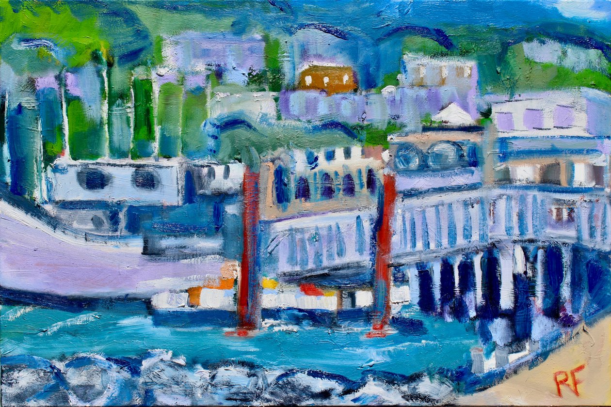 Landgång och båt, Tiburon, 2019 av Richard Fox