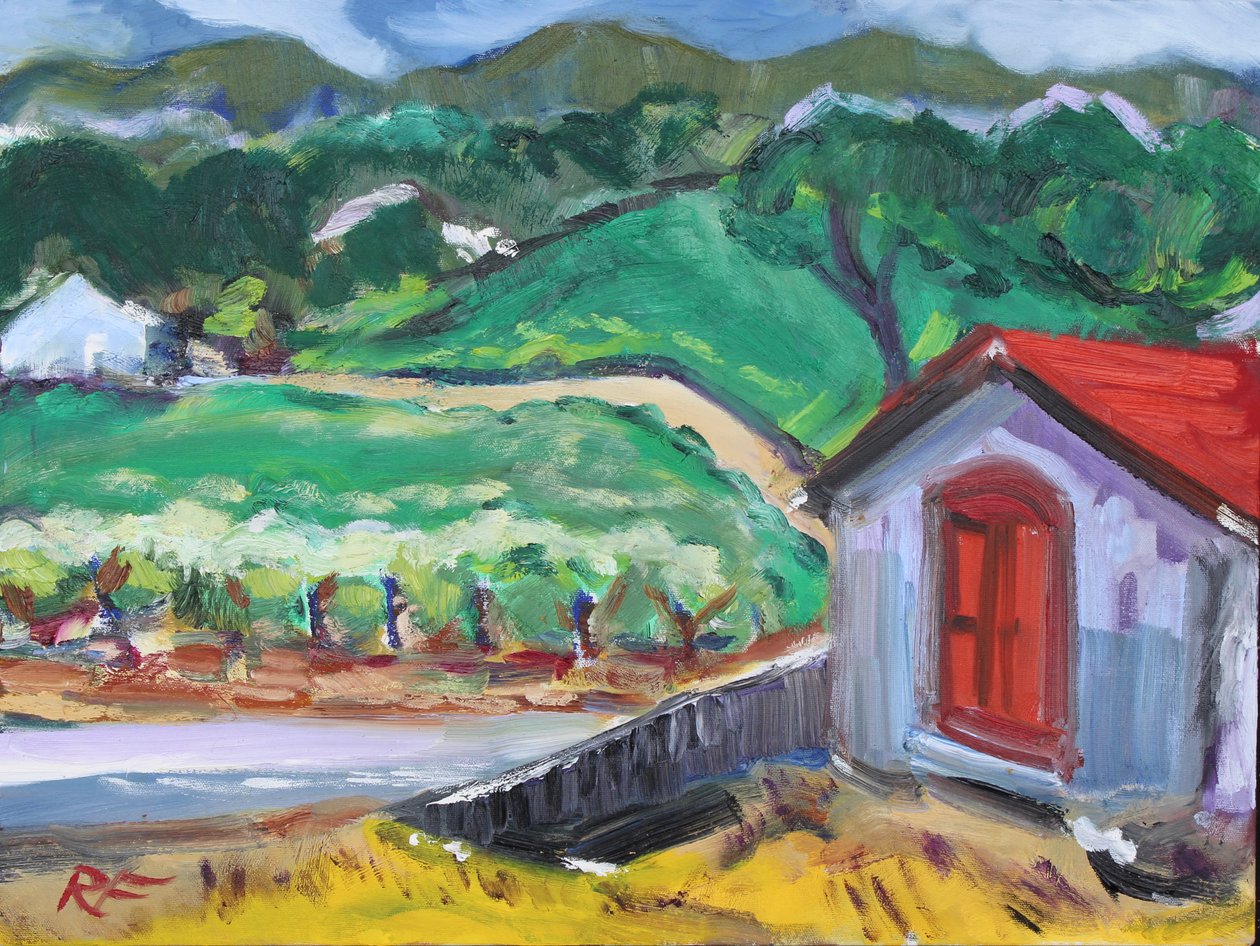 Den röda dörren, Sonoma, 2017 av Richard Fox