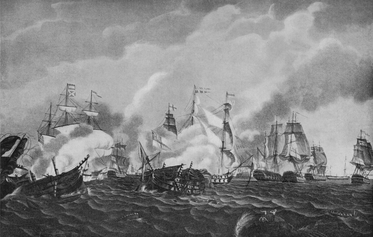 Action utanför San Domingo, c1807 av Richard Harraden