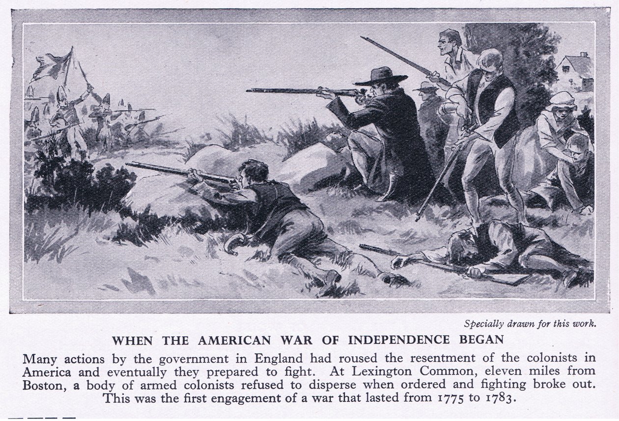När det amerikanska frihetskriget började 1775 e.Kr., ca 1950 av Richard Henry Brock