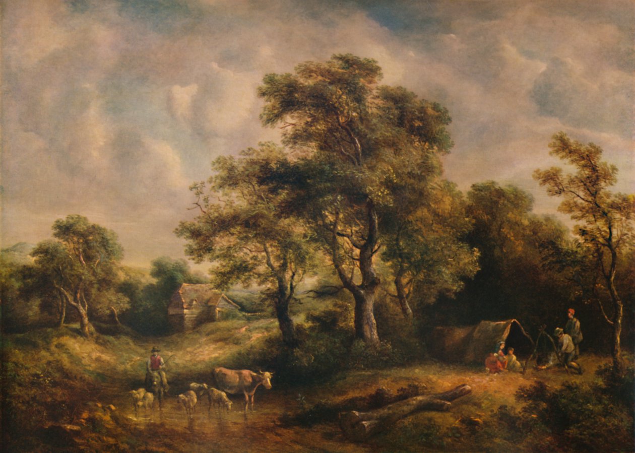 Landskap med zigenartält, 1800-talet, 1935 av Richard Hilder