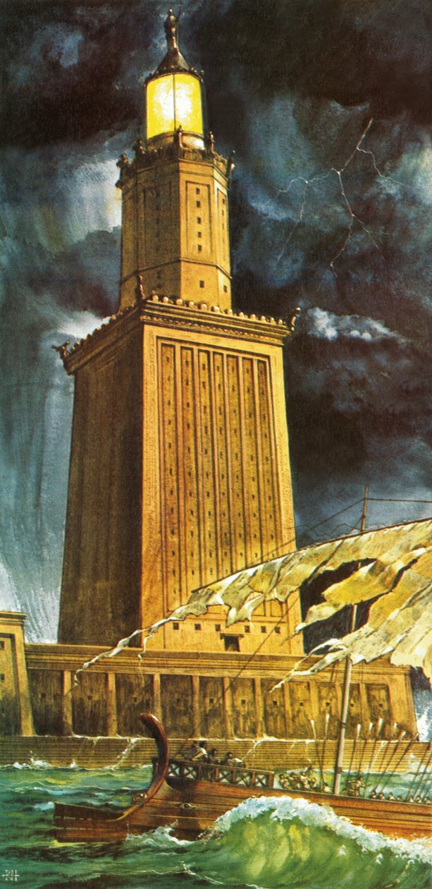 Alexandrias Pharos eller fyr (lito) av Richard Hook