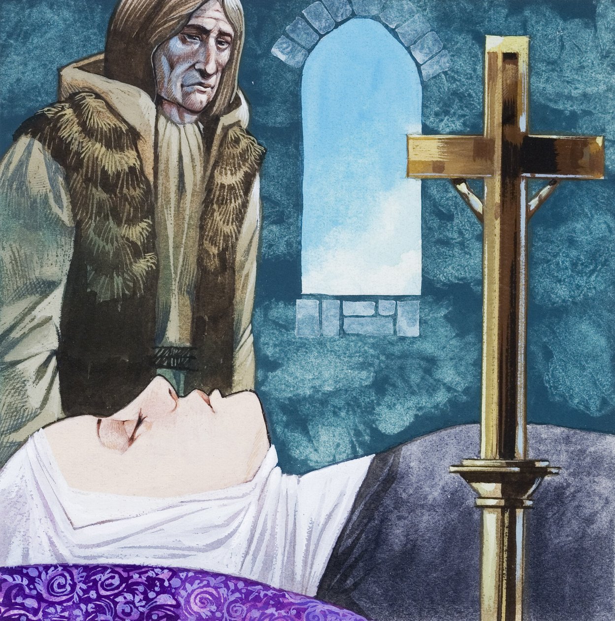 Sir Lancelot anländer till nunneklostret och upptäcker att drottning Guinivere redan har dött av Richard Hook